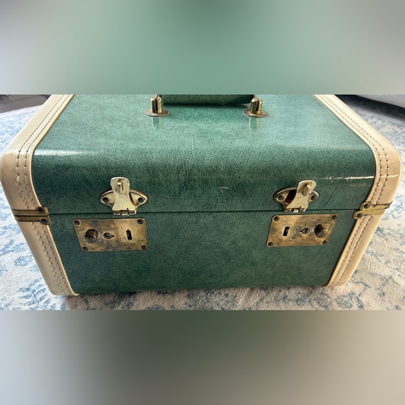 Vintage 1950s Marbled Green Train Case - Picture 6 of 7